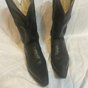 Men’s White Diamond Cowboy Western BOOTS Black Alligator Leather size 8
